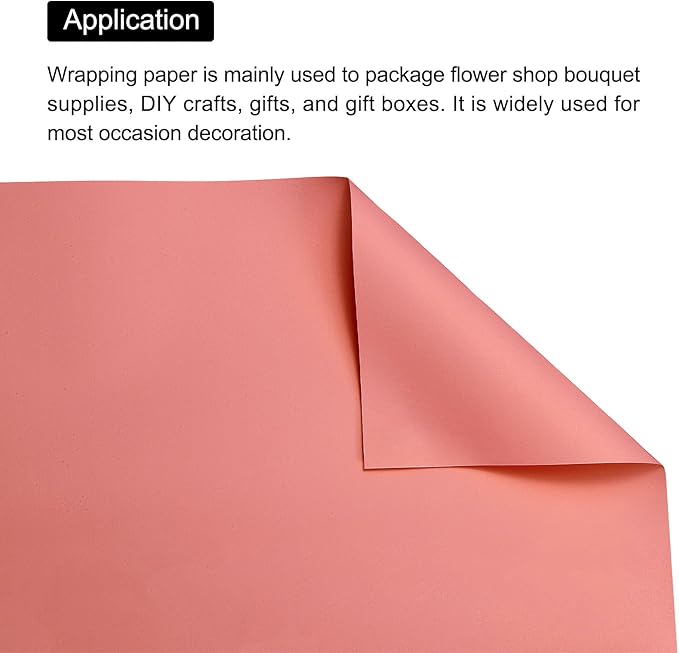 MECCANIXITY Pearlescent Film Flower Wrapping Paper 22.8x22.8 Inch Waterproof for DIY Crafts, Gift/Gift Box Packaging Watermelon Red Pack of 10