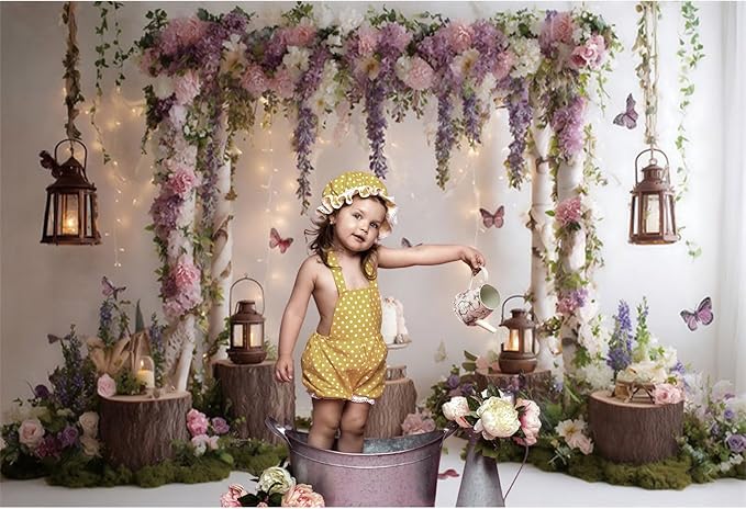 Baocicco Rustic Flower Wall Backdrops 10x7ft Farmhouse Wedding Background Photography Baby Shower Bridal Shower Backdrop Purple Floral Wooden Butterfly Backdrop Kids Adults Portraits Studio Props