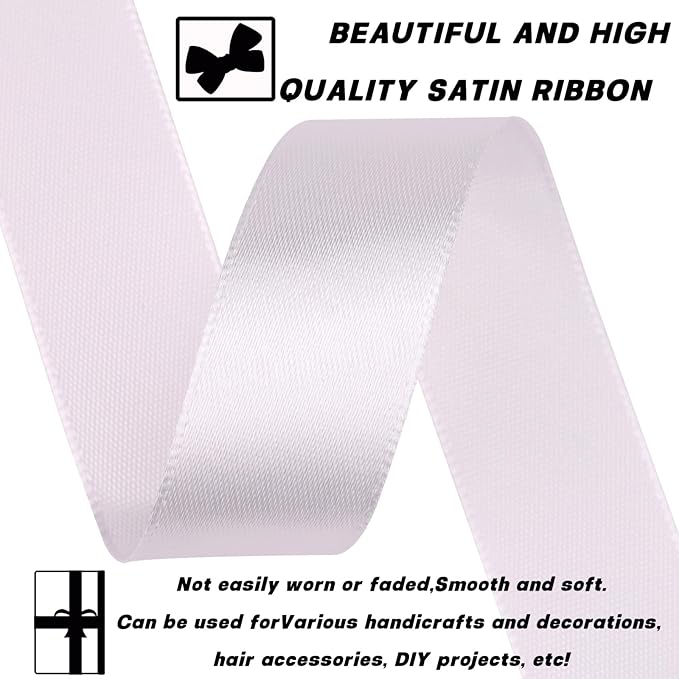 7/8 Inch 60 Yards White Satin Craft Ribbon-Single Face Polyester Ribbon for Handmade Roses,Gift Wrapping,Timeless Flower,Bouquets,Wedding and Party Decoration