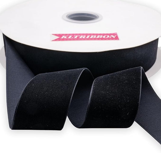 Nylon Velvet Ribbon Single Faced,1 1/2 Inch X 25Yards Spool (Black)