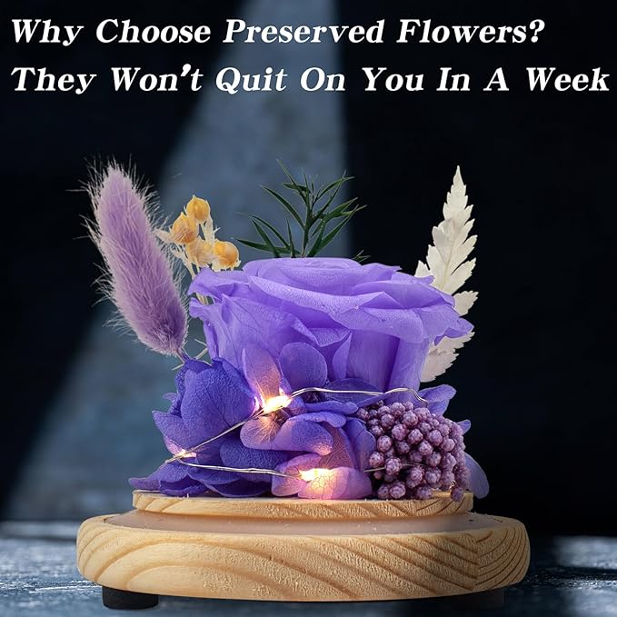 Preserved Roses & Fresh Flowers Bouquet – Gift for Women, Roses That Last Forever, Flowers for Delivery Prime, Birthday, Mother’s Day & Christmas