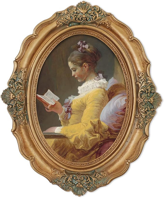 SIMON'S SHOP Gold Picture Frames 5x7 for Wall and Tabletop, Vintage Oval 5x7 Photo Frame, Rococo Style Home Room Gallery Wall Décor