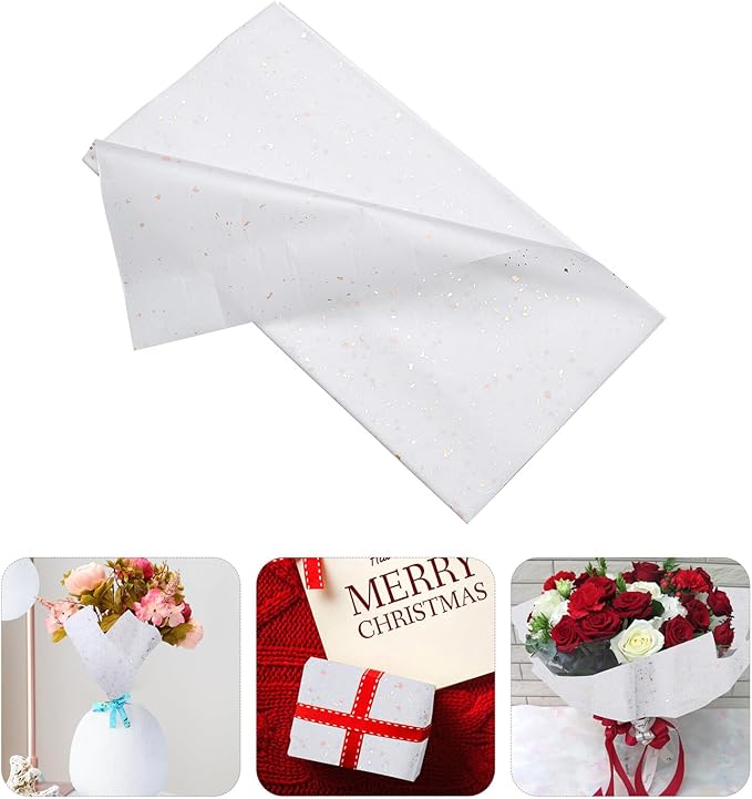 MOLUCKFU 10Pcs Metallic Foil Dot Flower Wrapping Paper DIY Packaging for Bouquets Wrap Seasonal Floral Craft Supplies