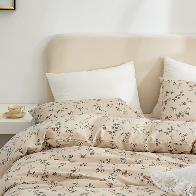 Floral Full Comforter Set 3 Pieces Soft Chic Garden Style Floral Print Lightweight Vintage Botanical Flowers Comforter Set for All Seasons 1 Comforter and 2 Pillowcases