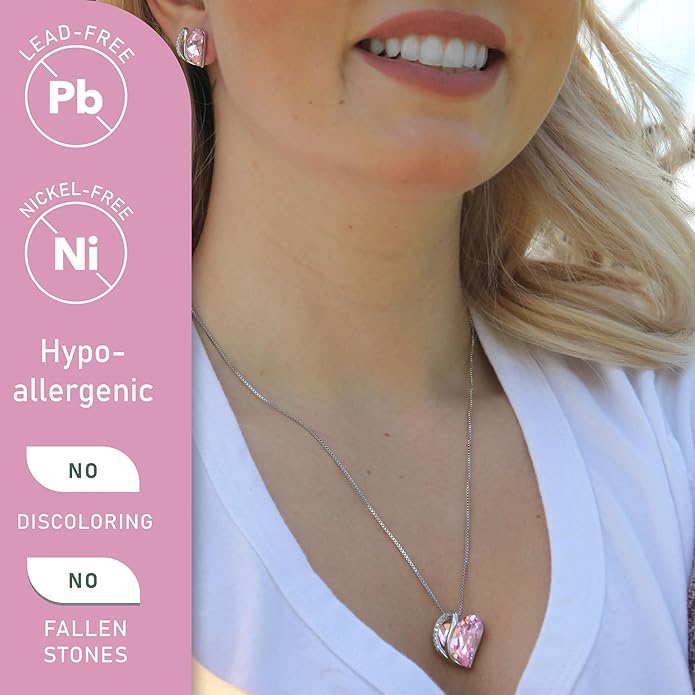 Leafael Necklaces for Women, Infinity Love Birthstone Heart Crystal Pendant, Birthday Jewelry Gifts for Her, Mom, and Wife, Silver Plated, 18 plus 2 inch Adjustable Chain