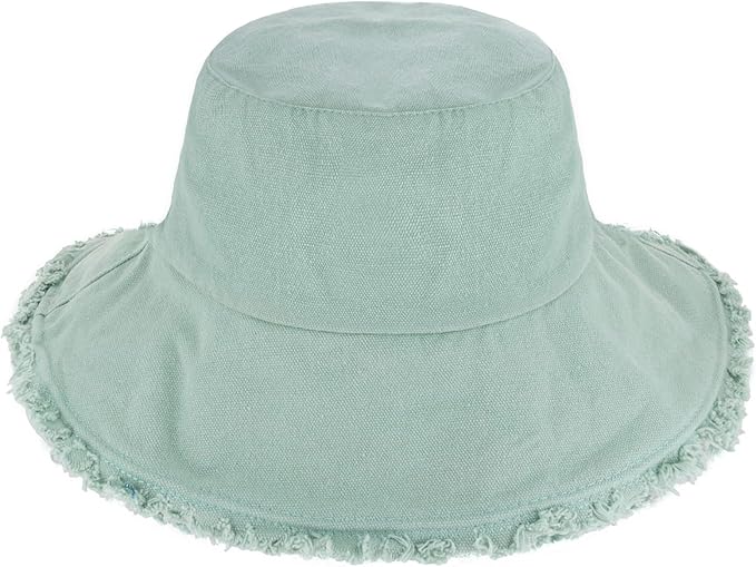 CHOK.LIDS Frayed Bucket Hats for Women Men Unisex Trendy Washed Cotton Floppy Wide Brim Boonie Outdoor Summer Beach Headwear