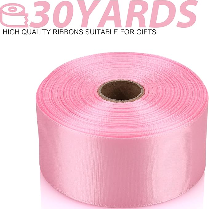 1-1/2 Inch 30 Yards Light Pink Solid Satin Ribbon for Gift Wrapping,Craft Floral Bouquets,Wedding Party,Timeless Flower,Decoration Floral Hair,Balloons