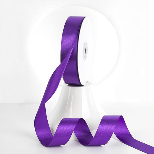 MEEDEE Purple Ribbon 1 Inch Purple Satin Ribbon Lux Double Faced Satin Ribbons by 50 Yards Polyester Wrapping Ribbons for Crafts, Weddings, Flower Bouquet, Holiday Decorating