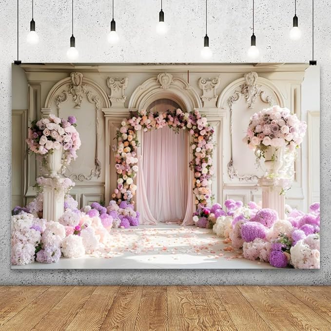 YongFoto Wedding Backdrop 6x4ft Flower Arch Door European Style Photography Background Mr Mrs Marriage Engagement Bridal Shower Wedding Ceremony Reception Party Decor Banner Portrait Photoshoot