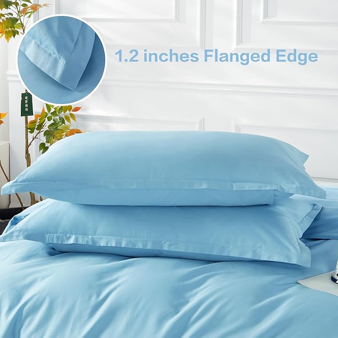 SAPHREAS Blue Duvet Cover Full Size 3 Pieces Extra Soft Bedding Set, Includes 1 Cotton Duvet Cover 80"x90" with Zipper Closure & 2 Pillow Shams, Comforter Not Included