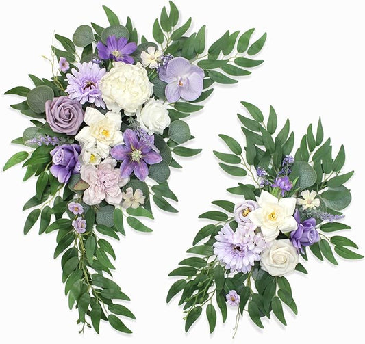 Artificial Wedding Arch Flowers Kit(Pack of 2) for Wedding Decor Ceremony and Reception Backdrop Decoration (Purple)