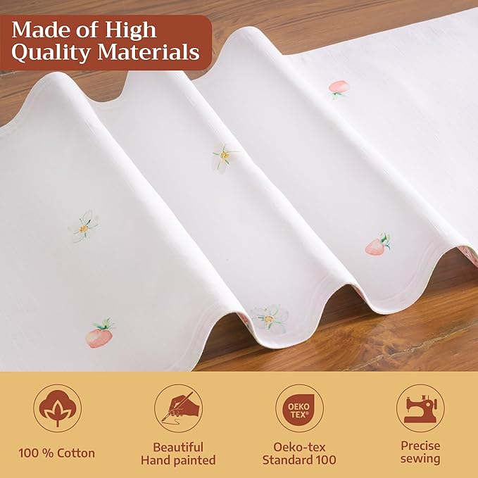 Maison d'Hermine Table Runner 100% Cotton Double Layer Table Runners 108 inches Long Decorative for Home Kitchen Dining Party Baby Shower Wedding Bridal Shower Spring Summer (Bunny Party,14.50"x108")