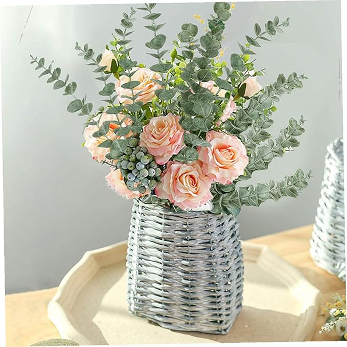 DOITOOL 24pcs Simulated Eucalyptus Leaf Bundle Fake Plant Ornament for DIY Floral Arrangement Realistic Greenery Decoration for Home Office Wedding Centerpieces