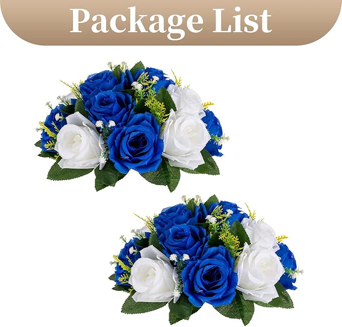 Sziqiqi Blue Artificial Flowers for Decoration Fake Kissing Flower Balls for Wedding Centerpieces Tables Flower Centerpiece Arrangement for Party Festival