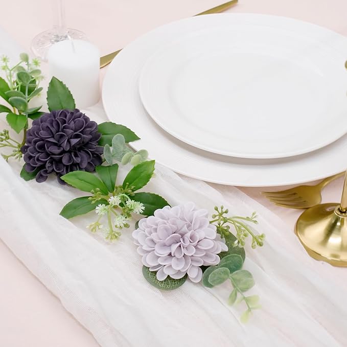 Artificial Flowers, 100pcs Realistic Artificial Rose for DIY Wedding Bouquets Centerpieces Arrangements, Dark Purple and Light Purple Dahlia Flowers with Stem for Bridal Shower Party Home Decorations