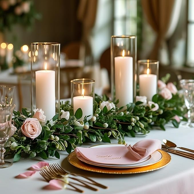 36-Pack White Pillar Candles with Glass Cylinder Vases - Elegant Tall Candle Holders for Weddings, Events, and Home Décor Centerpieces (36)