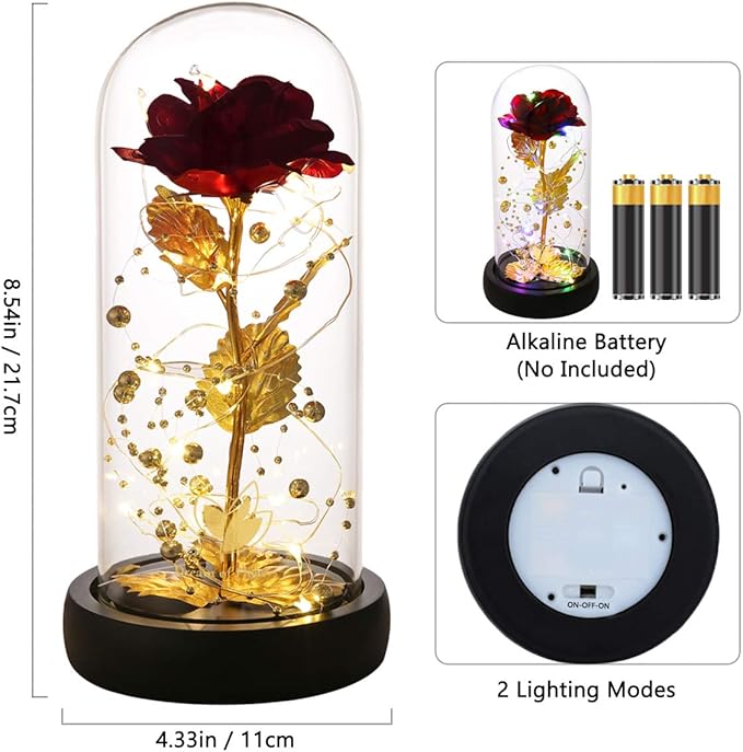 Christmas Flower Gifts for Women,Flowers for Delivery Prime,Flower Galaxy Artificial Flower Light Up Rose in A Glass Dome,Anniversary Valentines Birthday Xmas
