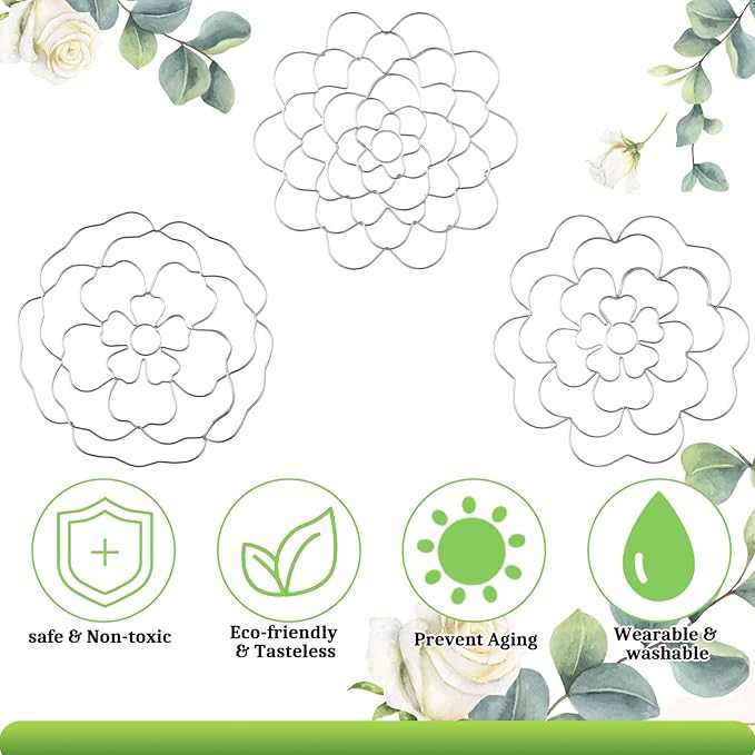 Hotop 3 Pcs Flower Arrangement Holder Floral Grid Flower Frog Tool Wire Stainless Steel Easy Arranger Floral Organizer for Vase Stems Bouquets(4.92'' Dia,Lovely Style)
