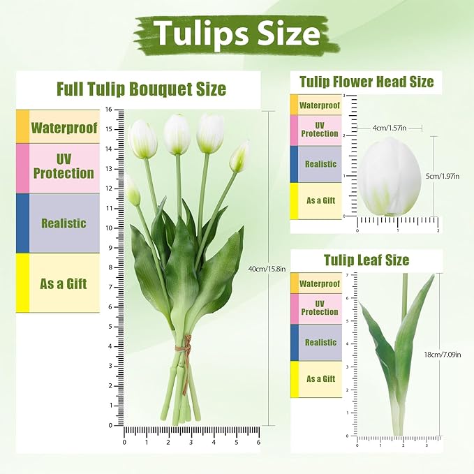 15 Pcs Light Purple Artificial Flowers Tulips Real Touch Latex Plastic Soft Faux Bouquets for Party, Wedding, Home, Room, Garden Decor