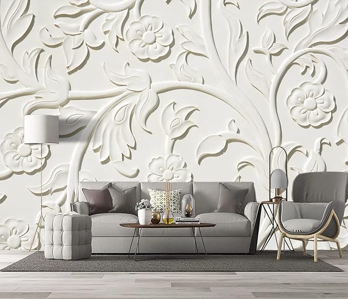 3D Relief Flower Wallpaper Bedroom Modern Flowers murals Trendy Office Decorative Living Room tv Background Large Wall Mural - 160"x108" Not Peel and Stick