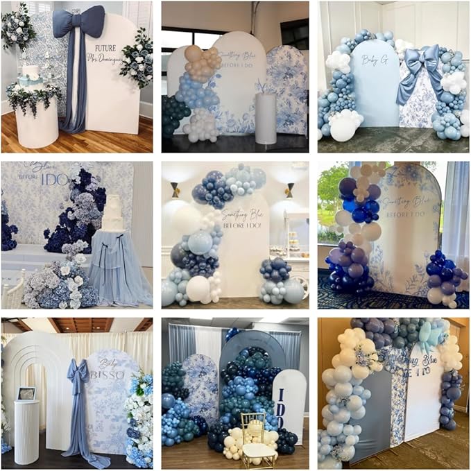 Something Blue Before I Do Arch Backdrop Cover Wedding Bridal Shower Bride to be Toile Party Arch Fabric Cover Blue Bloom Floral Baby Shower Decors (4X7.2ft,4287)