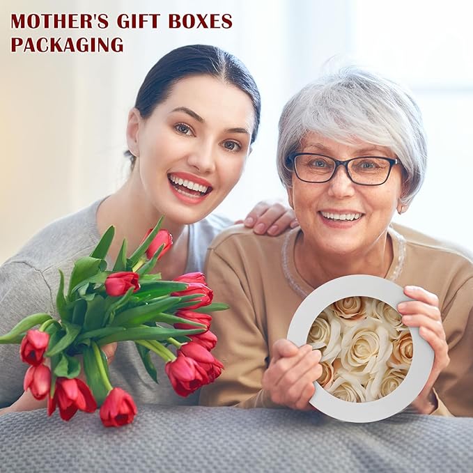 Flower Boxes for Arrangements Nesting Round Gift Boxes with Clear Lids White Round Boxes for Flowers Set of 4 Assorted Sizes Flower Boxes for Flower Arrangements, Valentine's Day, Mother's Day,