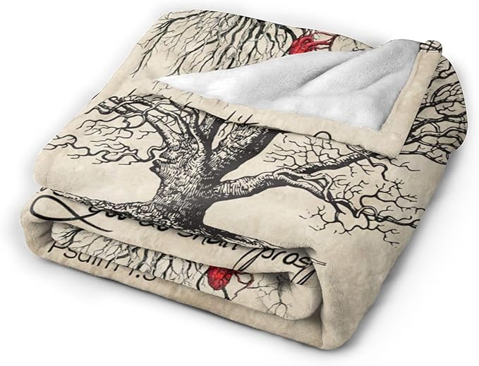 Christian Tree of Life Throw Blanket - Soft, Warm & Cozy Fleece for Women & Men - 80"x60"
