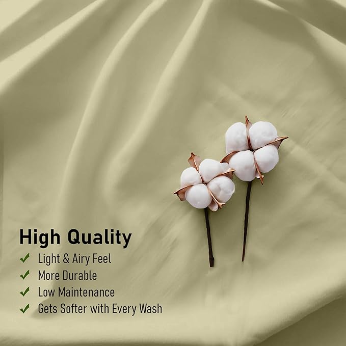 RUVANTI 100% Cotton Full Size Bed Sheets, 4 Pieces, Soft & Breathable Percale Weave Bedding, Deep Pocket 16", Hotel Standard, Crisp Cool Feel, Durable, Perfect Sheet Set Dyed, Sage Green
