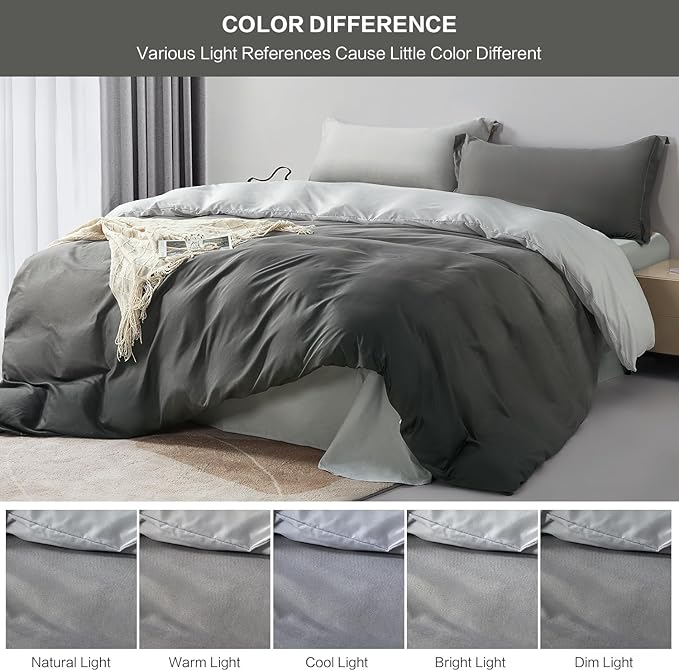 SAPHREAS Queen Size Black Gray Gradient Duvet Cover Set Microfiber Duvet Cover Set for All Season, 3 Pieces 1 Duvet Cover with Zipper 2 Pillow Shams (No Duvet Insert)