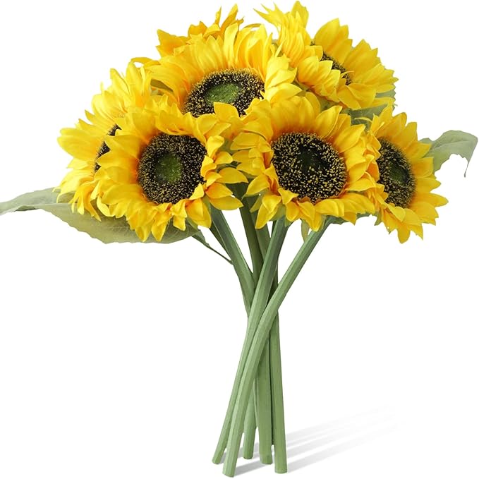 Sunflowers Artificial Flowers,7 Pcs Fake Sunflowers with Stems,Artificial Sunflower Bouquet for Sunflower Decor,Kitchen Decor,Silk Flowers for Home Decor Indoor,Flower Centerpieces for Tables