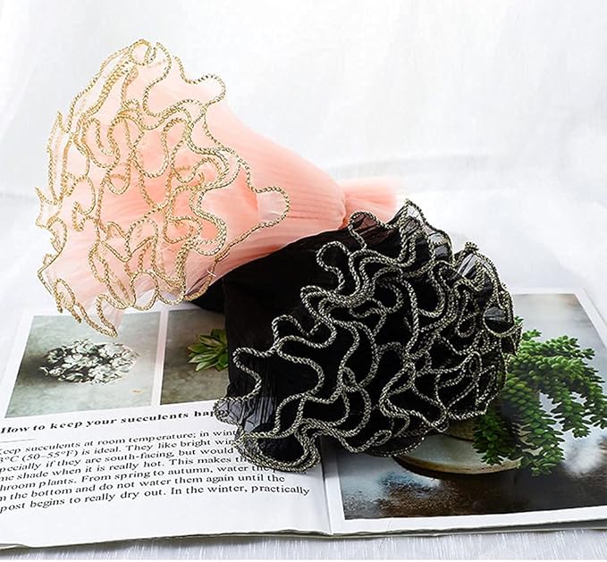 Flower Wrapping Mesh Paper Black Floral Wraps Bouquet Packaging Paper Wrinkled Wavy Net Yarn Valentine's Day Flower Shop Supplies Wedding Home Decoration 11 X 162 inches/bag (Pearl Black)