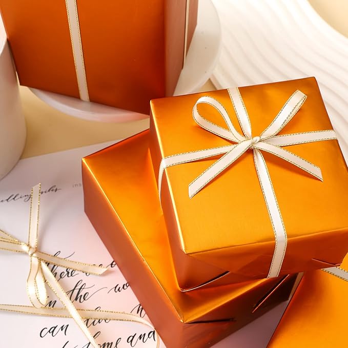 RUSPEPA Orange Wrapping Paper - Solid Color Matte Metallic Gift Wrap Paper Rolls Perfect for Wedding, Birthday, Christmas, Baby Shower, Autumn, Halloween, Pumpkin - 17 Inches X 32.8 Feet