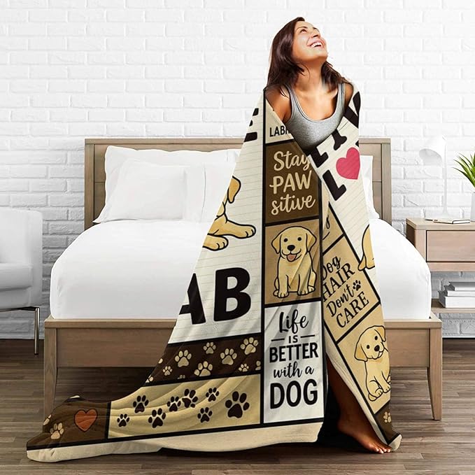 Labrador Retriever Blanket Cute Dog Throw Blanket Love Lab Puppy Soft Cozy Fleece Fuzzy Stuffed Plush Flannel Animal Gifts for Girls Women Boys Kids Adults 40''x50''