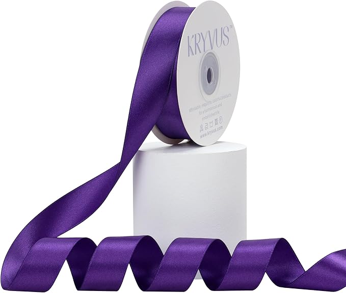Double Faced Purple Satin Ribbon, 7/8 Inch X 25 Yards Polyester Ribbon for Gift Package Wrapping, Crafts, Bow Making, Sewing, Flower Bouquet, Wedding Party Decor