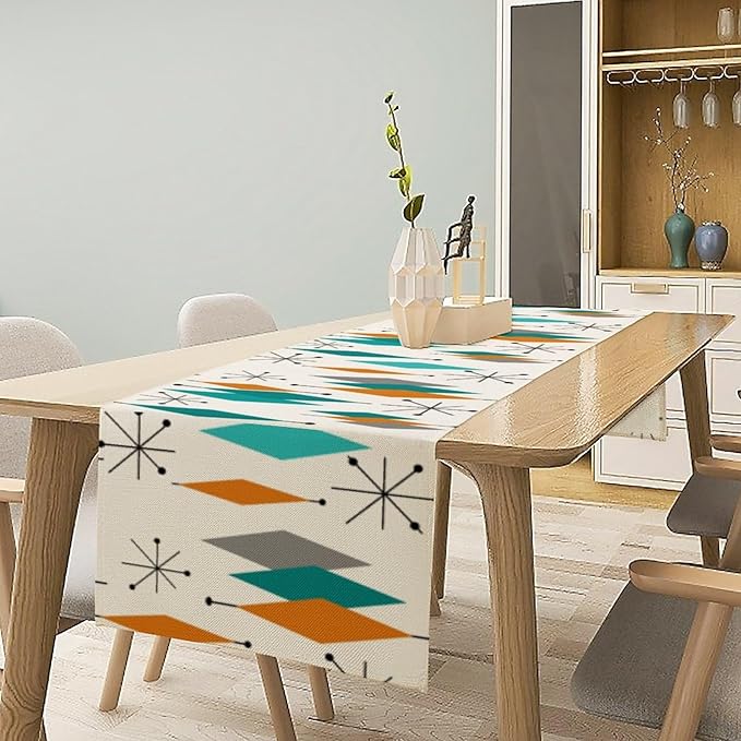 Mid Century Modern Table Runner,Table Runners for Kitchen Dining Modern Tables Decor Decoration for Kitchen Family Dinner Table Holiday Party Farmhouse 13 x 36 Inch