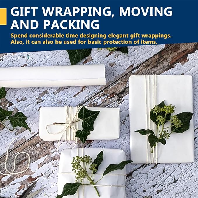 PerkHomy White Kraft Paper Roll 17.5" x 960" (80') for Gift Wrapping Bouquet Flower Art Painting Craft Writing Packaging Shipping 80GSM 55LB (White, 17.5" x 80')