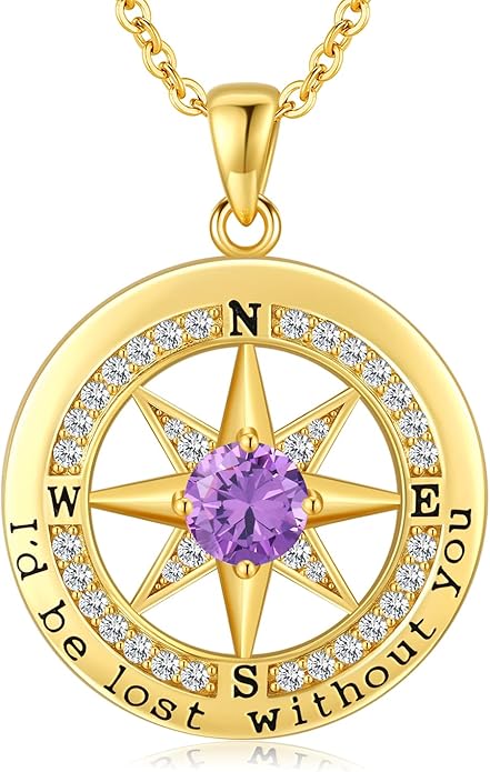 S925 Necklace Gift for Wife |Compass Jewelry |Women Anniversary |Sterling Silver |Girlfriend Birthday Gifts for Her Valentines |I'd be Lost without You |Jewel 18K Gold