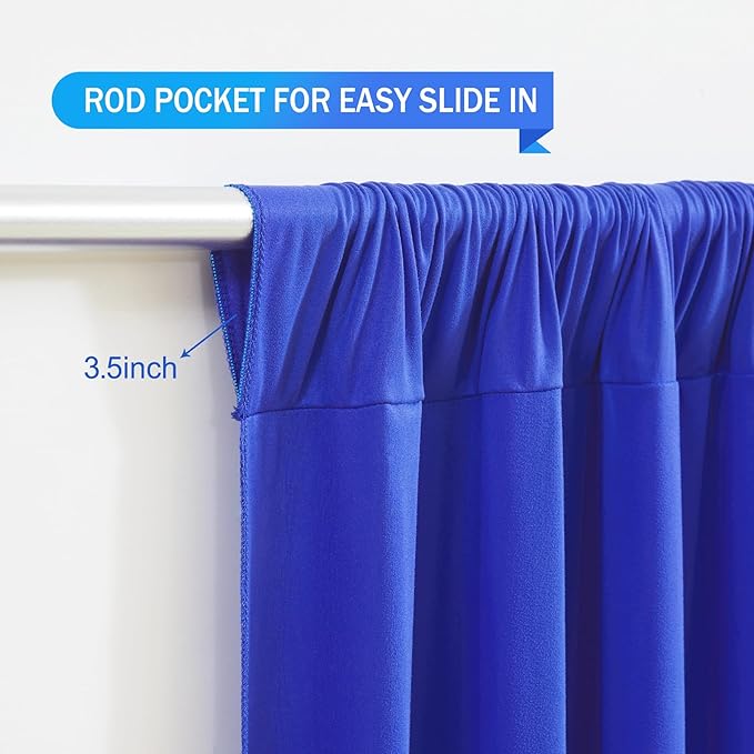 Royal Blue Backdrop Curtains 10 Panels - Wrinkle-Free Polyester Photography Drapes for Baby Shower & Birthday Party - 40 X 10FT