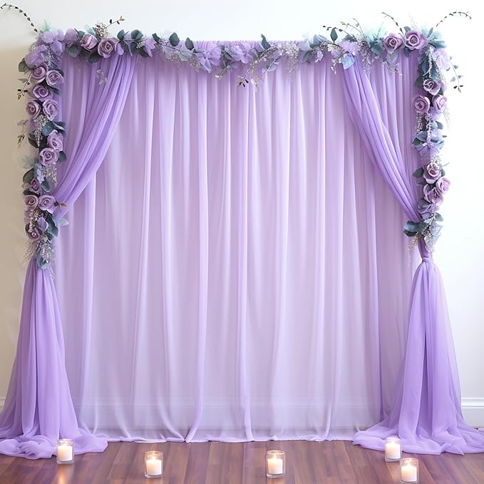 20ft X 10ft Purple Tulle Backdrop Curtain for Parites, Sheer Backdrop Curtains Fabric Drapes for Wedding Ceremony Arch Party Stage Decorations