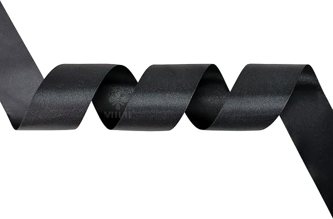 MEEDEE Black Satin Ribbon 2 Inch Black Ribbon Lux Double Faced Ribbons by 25 Yards Silk Satin Ribbons for Gift Wrapping, Crafts, Weddings, Flower Bouquet, Holiday Decorating