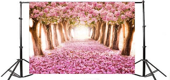 AOFOTO 6x4ft Spring Cherry Blossom Backdrop Sweet Pink Flowers Tree Floral Petal Boulevard Photography Background Baby Shower Photo Studio Props Kid Baby Infant Newborn Artistic Portrait Wallpaper
