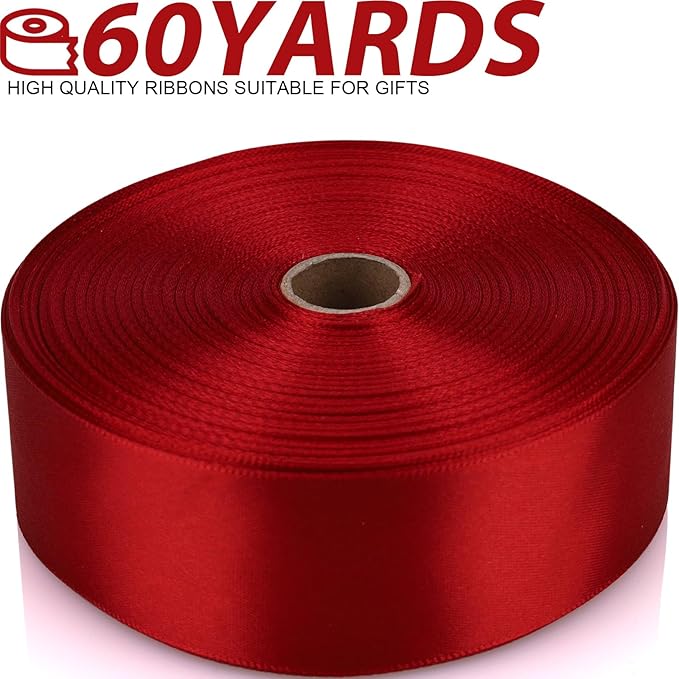 1-1/2 Inch 60 Yards Wine red Solid Satin Ribbon for Gift Wrapping,Craft Floral Bouquets,Wedding Party,Timeless Flower,Decoration Floral Hair,Balloons