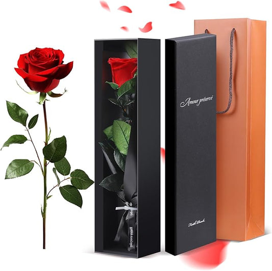 Preserved Rose Gift for Mom - Mothers Day 12'' Preserved Rose Flower Gifts with Elegant Gift Box & Bags, Large Flowers Roses for Her, Women Grandma, Girlfriend, Wife Anniversary Romantic Gift (Red)