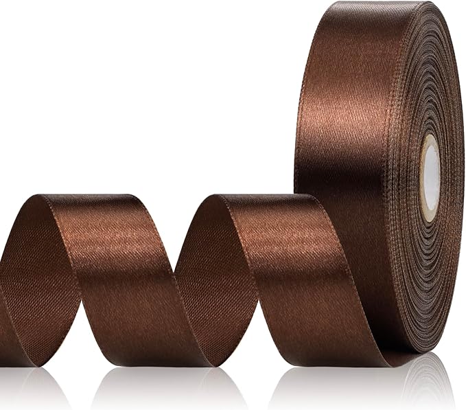 Brown Ribbon 1 Inch, 60 Yards Brown Satin Ribbon for Crafts, Gift Wrapping, Birthday Party, Flower Bouquet, Bows, Wedding, Easter, Halloween, Christmas