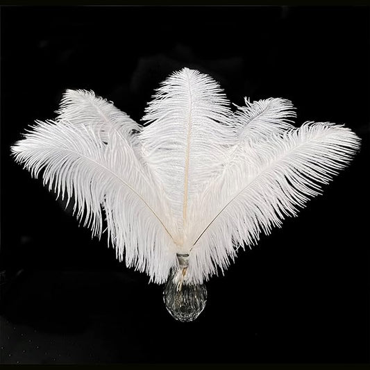 Piokio 20 pcs Natural White Ostrich Feathers 12-14 inch(30-35 cm) Bulk for Wedding Party Centerpieces and DIY Clothes Decoration, Gatsby Decorations