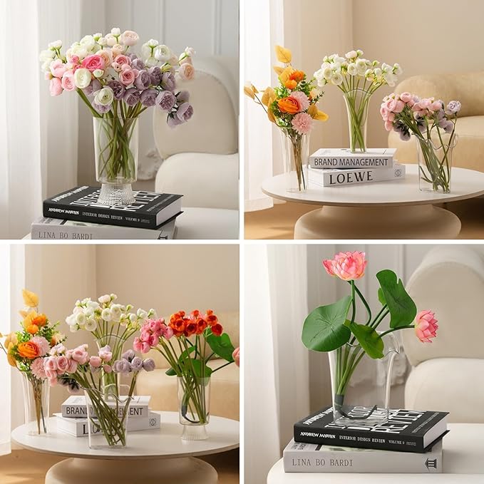 Clear Acrylic Hourglass Vase,Modern Transparent Decorative Centerpiece for Flowers,Non-Breakable Lightweight Plastic Bouquet Vase for Dining Table,Office,Bedroom,and Living Room Home Decor