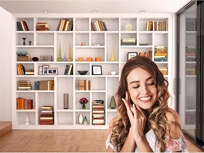 Bookcase Photography Backdrop School Library Study Bookshelf Scene Children Photography Backgrounds Customized Photographic Backdrops for Photo Studio Office Conference Decor 15x8ft