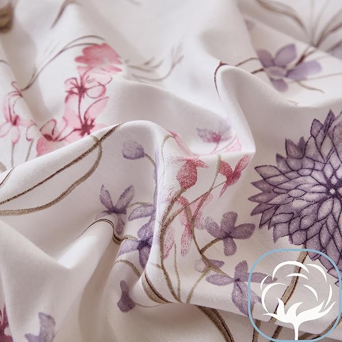 Bedding_Dreamer King Floral Comforter Set 100% Cotton Comforter 3 Pcs Red Pink Flower Bedding Set Lightweight Soft Reversible Bedding for All Season