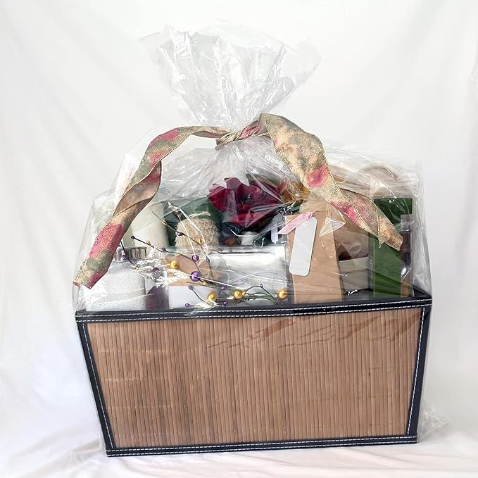 Yotelab Extra Large Cellophane Bags, 40x50 Inch Clear Cellophane Wrap for Gift Baskets, 5Pcs Jumbo Huge Clear Basket Bags