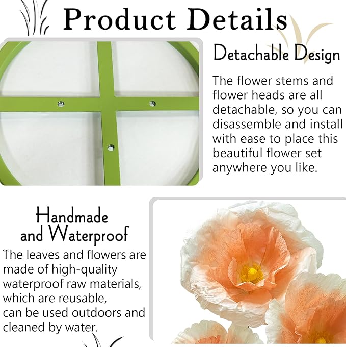 Giant Artificial Flowers for Home Decor Big Fake Hydrangea Flower for Outdoor Decoration Lifelike Paper Flower Decorations Large Handcrafted Paper Flowers Wedding Arrangement Flower Backdrop(Orange)